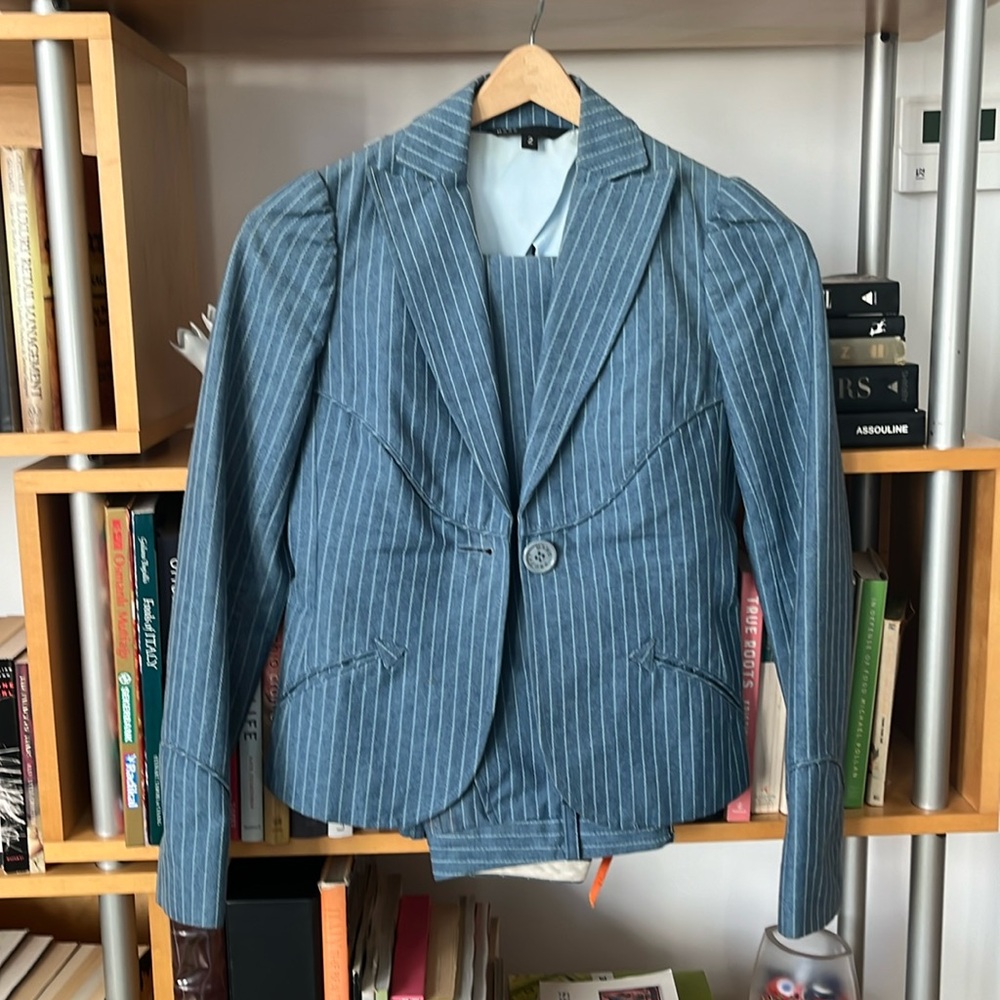 Marc Jacobs denim striped pant suit